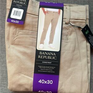 Banana Republic Men’s Chino Pant Size 40 X 30 Tan New Slim Stretch Straight Fit